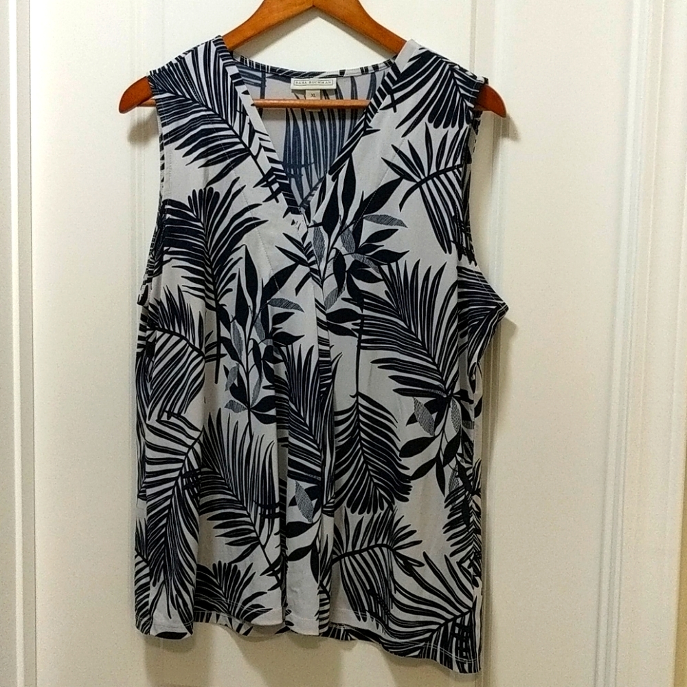 Dana Buchman flowy navy/white tank